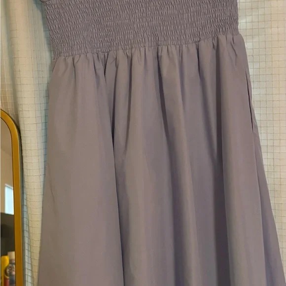 Entro Cap Sleeve-Sleeve Smocked Front-Zip Shirt Dress Blue Large - Picture 6 of 6